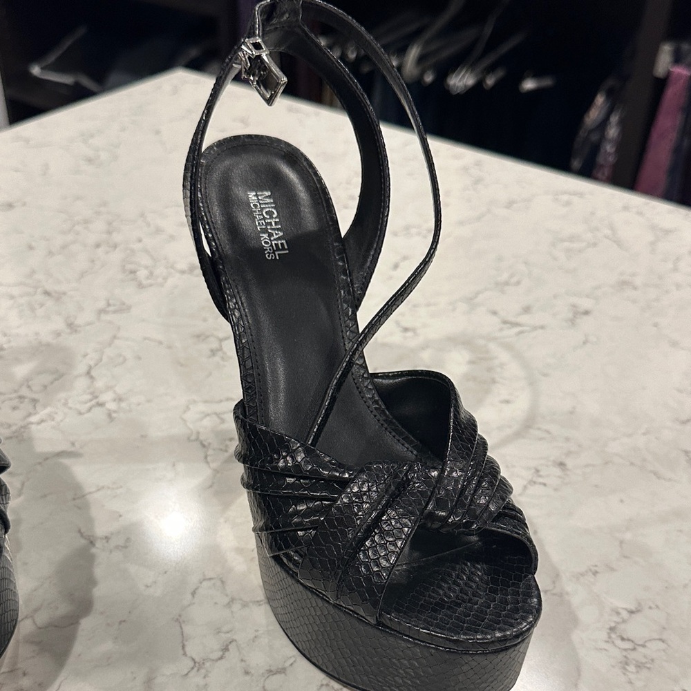 Michael Kors Black Textured Heels - Picture 6 of 7